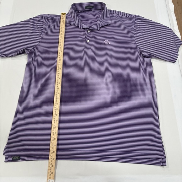 Turtleson Polo Shirt Mens XXL 2XL Purple Striped Golf Logo Performance Stretch - Picture 2 of 9
